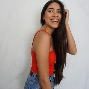 Red Straight Neck Cami Bodysuit